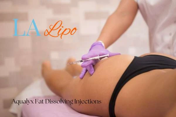 Woman having fat dissolving injections King's Hill on thighs