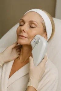 Woman receiving HIFU non surgical facelift treatment King's Hill